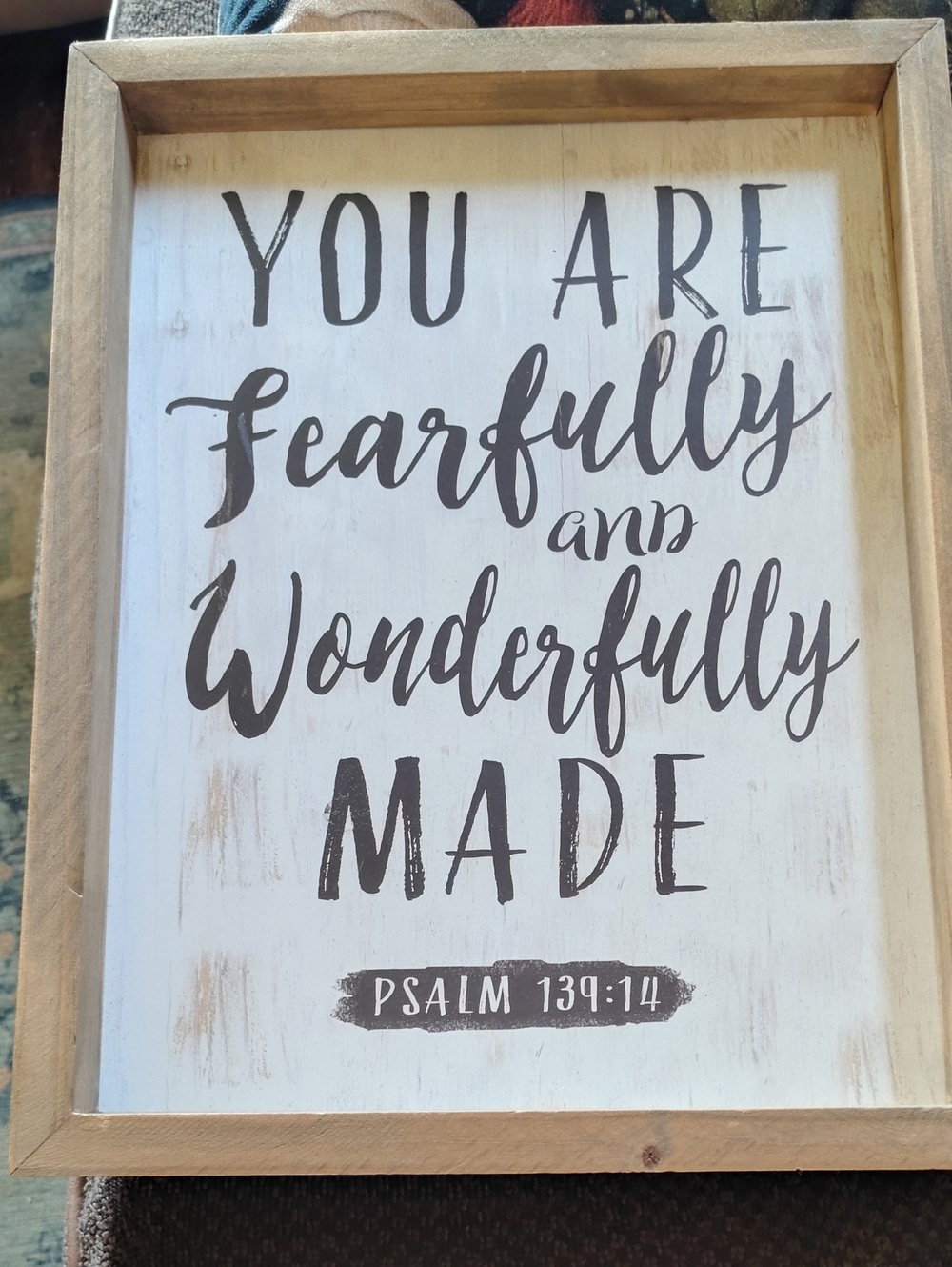 Fearfully and Wonderfully Made Wall Sign - White and Brown